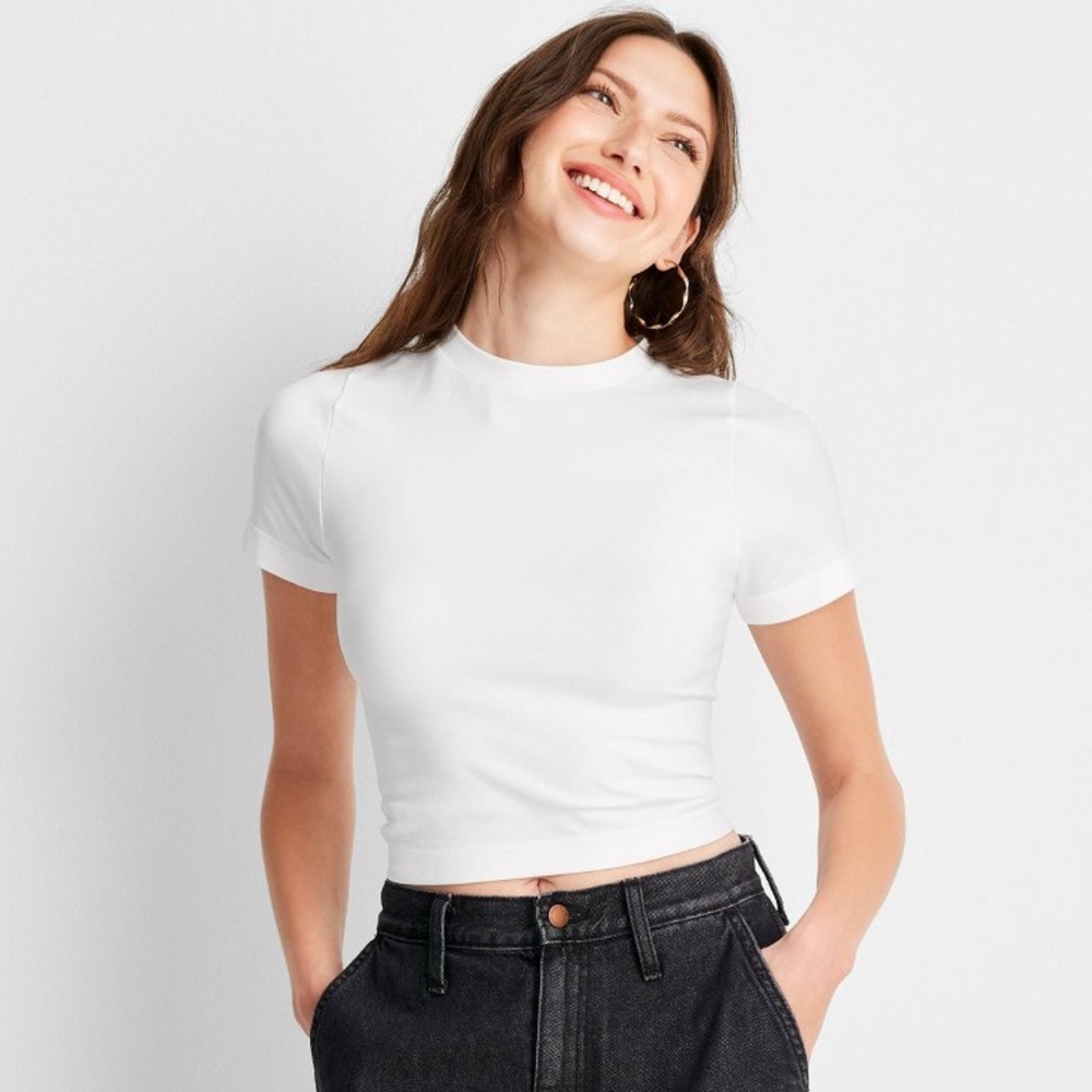 A New Day White Short Sleeve Tee Classic Crew